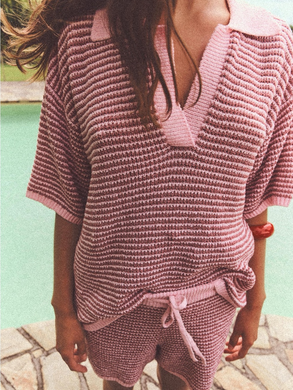 ZARA Women's Pink Knit Polo
